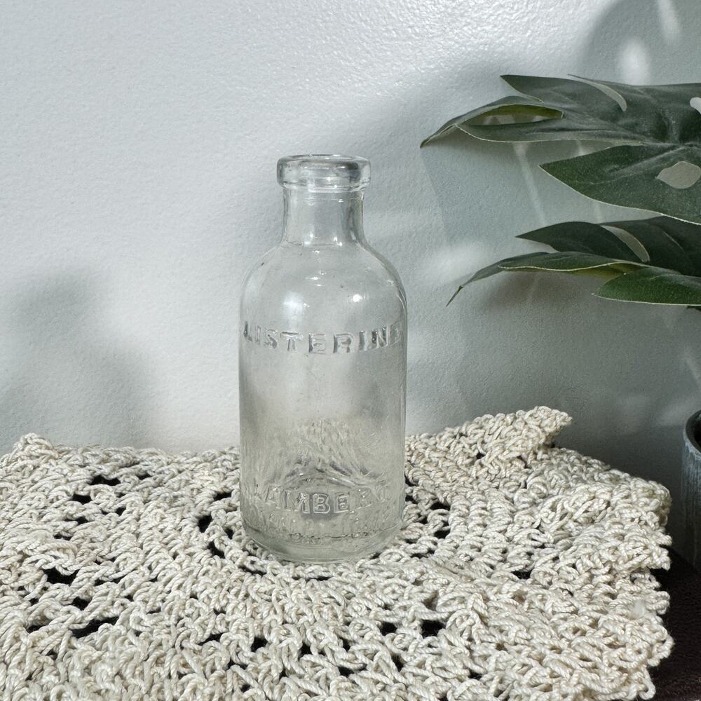 Antique Listerine Bottle Lambert Pharmacal Co Clear Glass Pre-1930 Apothecary